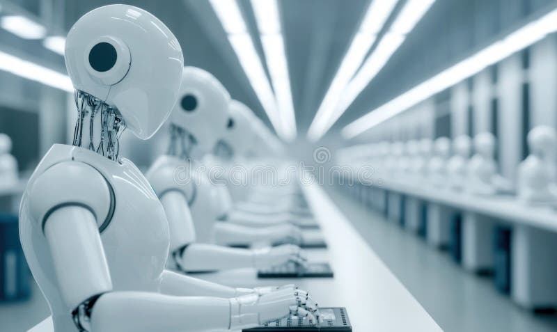 Futuristic Robotics in High-Tech Automated Facility royalty free stock photo