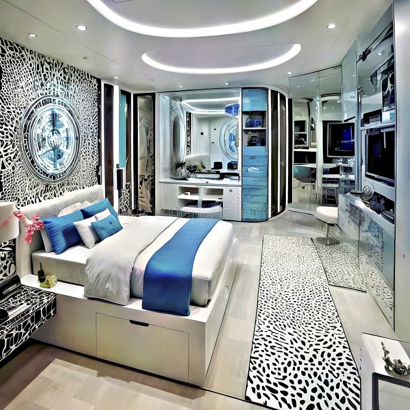 Futuristic room with zebra colors royalty free illustration