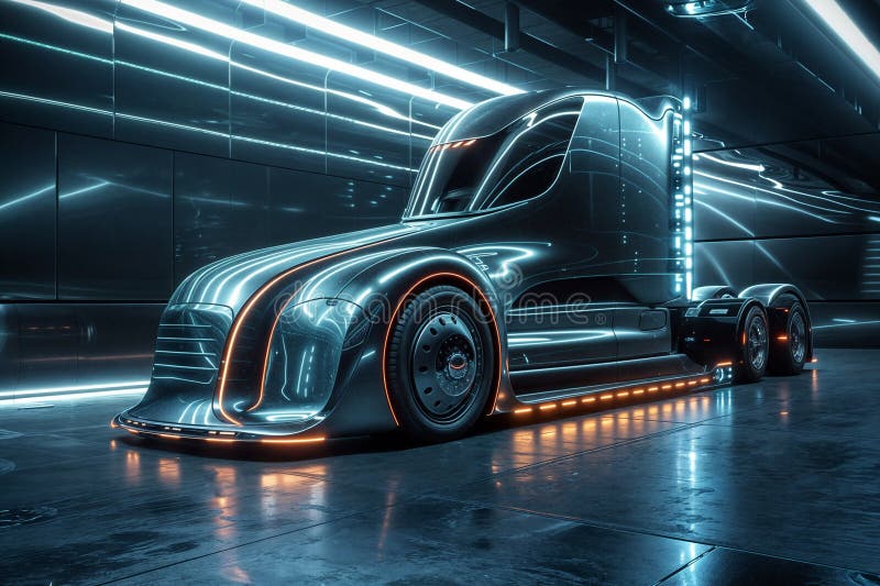 Futuristic Sci-Fi Concept Truck with Advanced Design and Innovative Aesthetics royalty free illustration