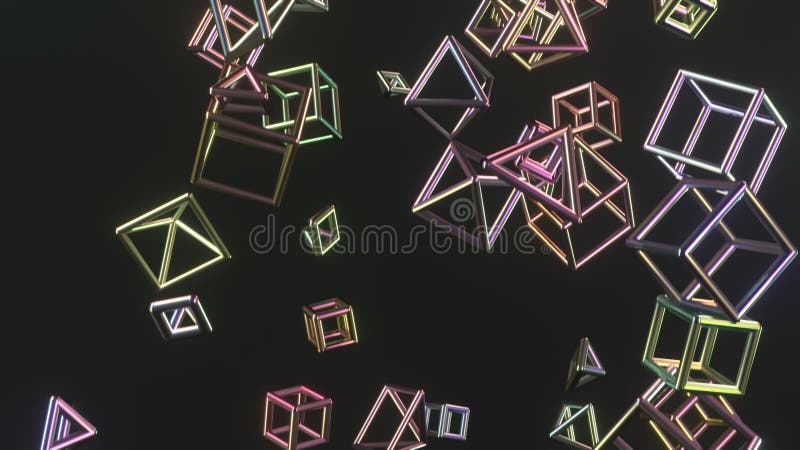 Futuristic Shape Flying Animation of an Abstract Objects. Dynamic ...