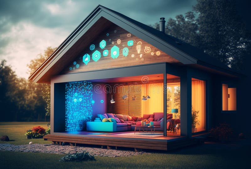Futuristic Smart House. IoT of Things) Concept Stock Image