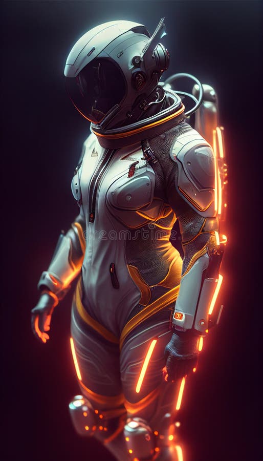 Futuristic sci-fi deep space suit design illustration Stock Illustration |  Adobe Stock