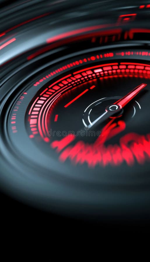 Futuristic Speedometer with Red Digital Display vector illustration