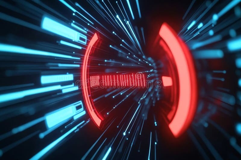 Futuristic Speedometer Visualization with Data Streaming for Digital Frontier Technology Analysis vector illustration