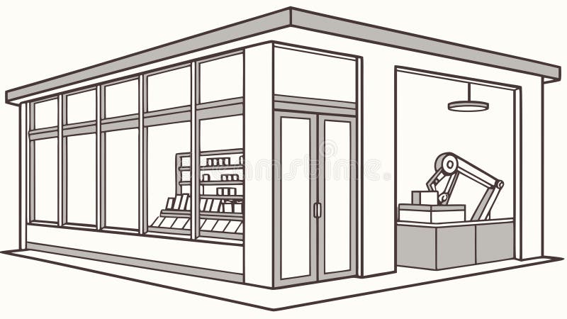 Futuristic Storefront, Urban Retail and Modern Commerce, vector design Generative AI stock illustration