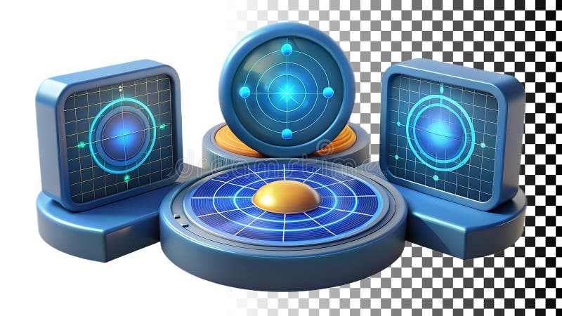 Futuristic tech devices, modern gadgets, technology illustration png transparent image Generative AI stock illustration