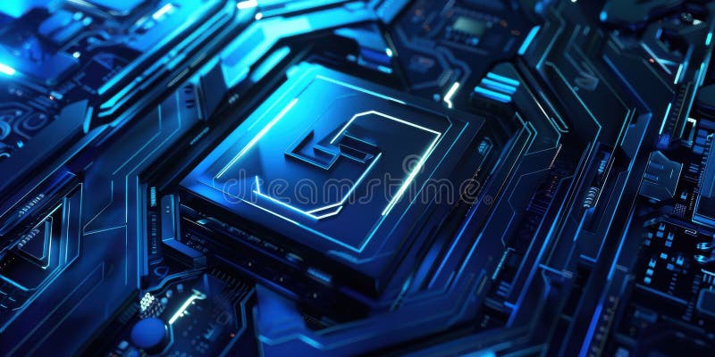 Futuristic technology background 3d απόδοση φωτεινής πλακέτας μπλε κυκλώματος με σύγχρονο υπολογιστικό κύκλωμα επεξεργαστή cpu ελεύθερη απεικόνιση δικαιώματος