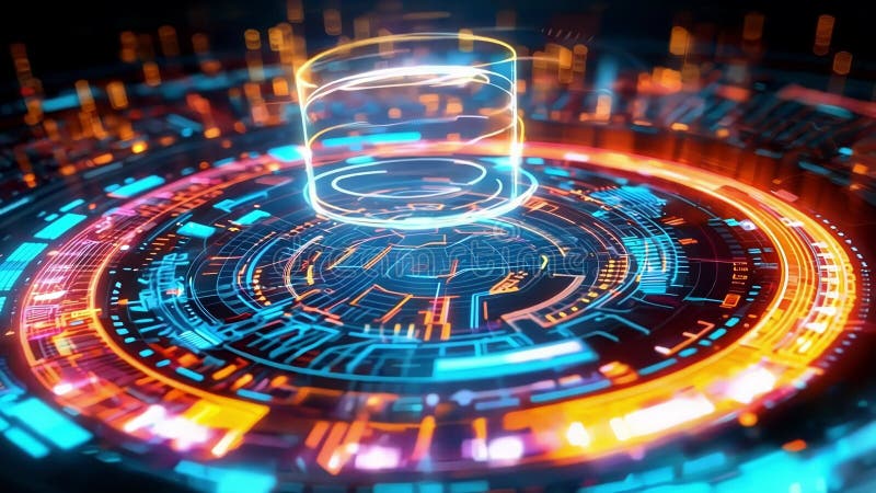 Futuristic technology background showing glowing orange and blue lights vector illustration