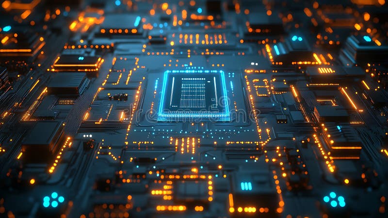 Futuristic technology background motherboard circuit board cpu chip digital ai artificial intelligence vector illustration