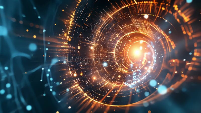 Futuristic technology creating glowing swirling vortex in space vector illustration