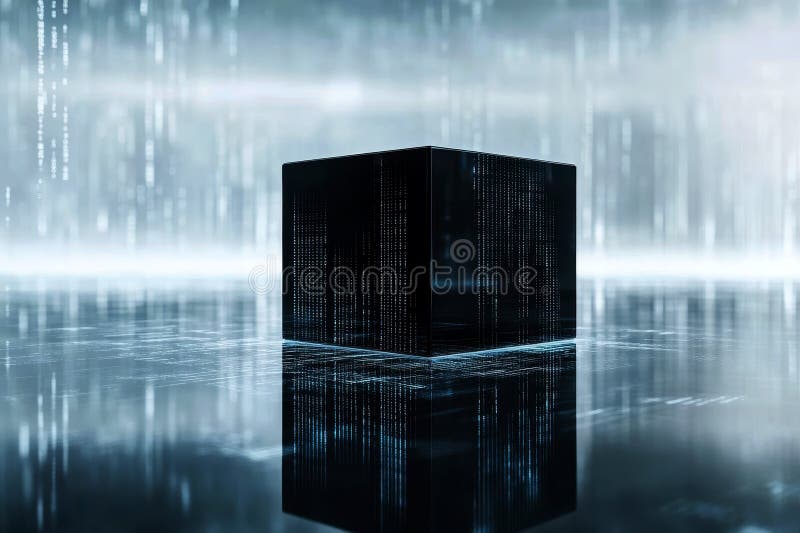 Futuristic technology cube digital data internet connectivity, cyber tech background wallpaper. royalty free illustration