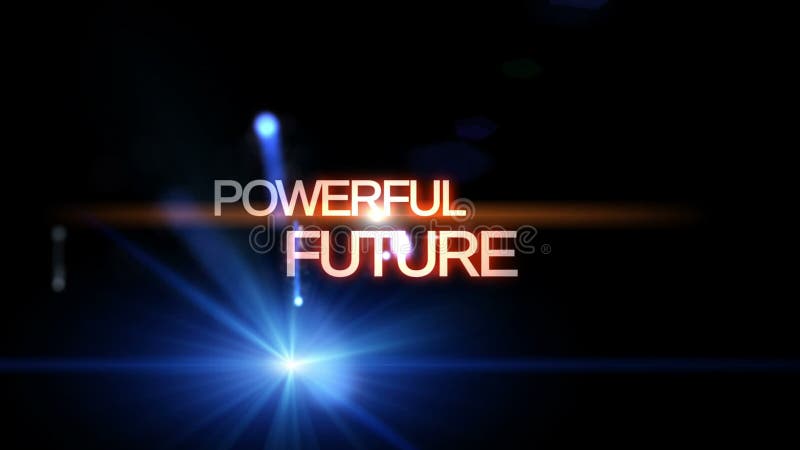 Futuristic technology light animation with text POWERFUL FUTURE, loop HD 1080p vector illustration