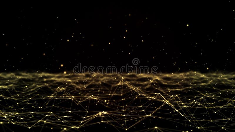 Futuristic Technology Molecular Abstract Plexus Gold Background. royalty free illustration