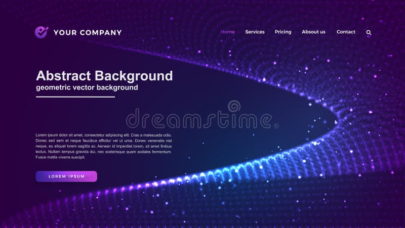 Futuristic and technology websites background. Dynamic abstract liquid flow particles background. Shining abstract particle flow royalty free illustration