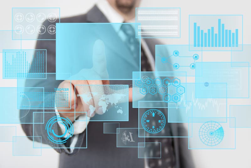 Futuristic touchscreen stock photography