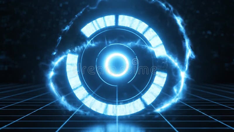 Futuristic Tron-Style Circular Loading Animation stock illustration