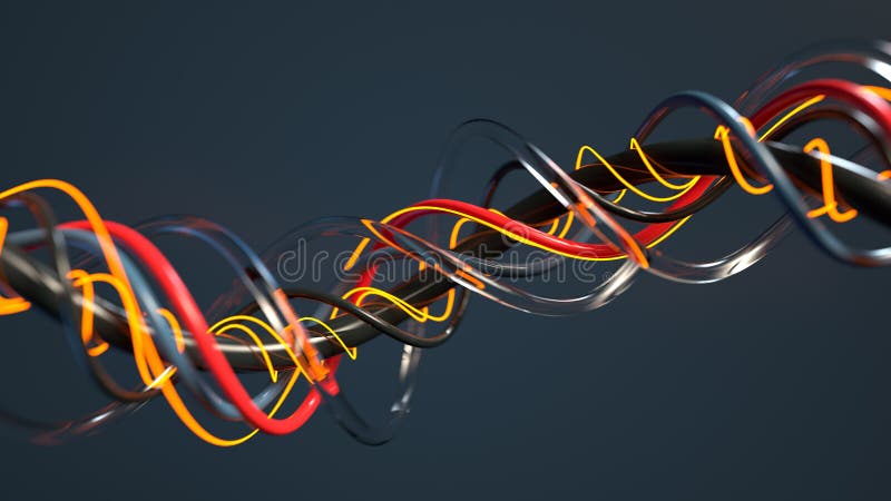 Futuristic twisted cables 3D rendering royalty free illustration