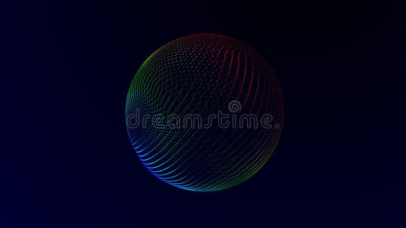 Futuristic twisted sphere made of lines and dots. Technological background. Data transmission network. 3D rendering vector illustration