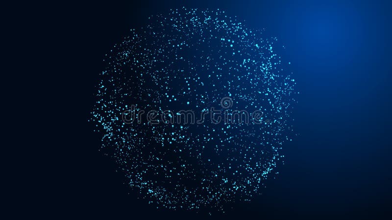 Futuristic twisted sphere made of lines and dots. Technological background. Data transmission network. 3D rendering stock illustration