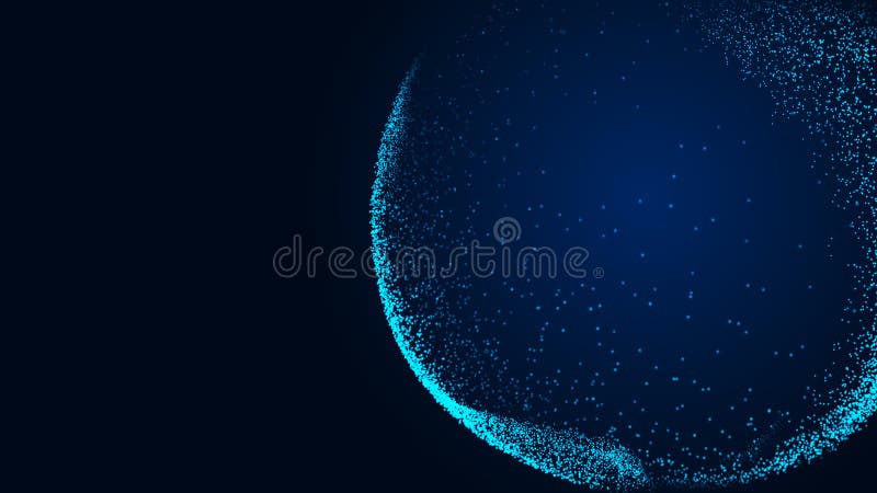 Futuristic twisted sphere made of lines and dots. Technological background. Data transmission network. 3D rendering royalty free illustration