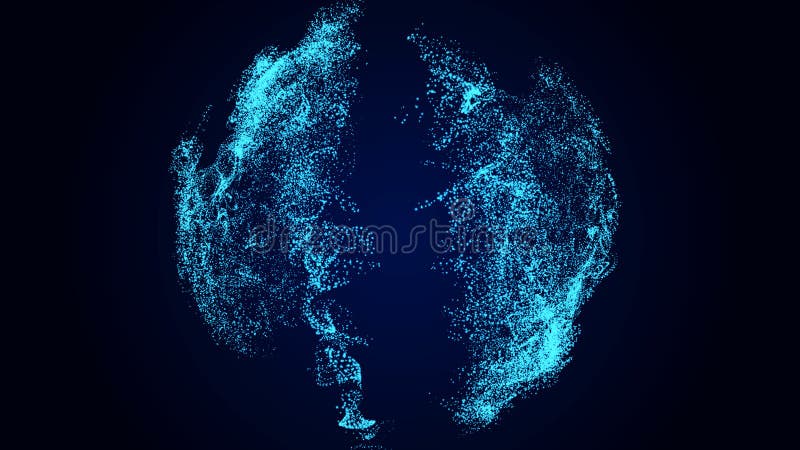 Futuristic twisted sphere made of lines and dots. Technological background. Data transmission network. 3D rendering vector illustration