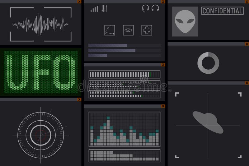 Futuristic UFO interface vector illustration
