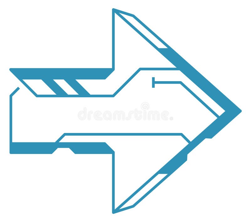 Futuristic ui arrow hud game cursor. Futuristic ui arrow isolated on white background