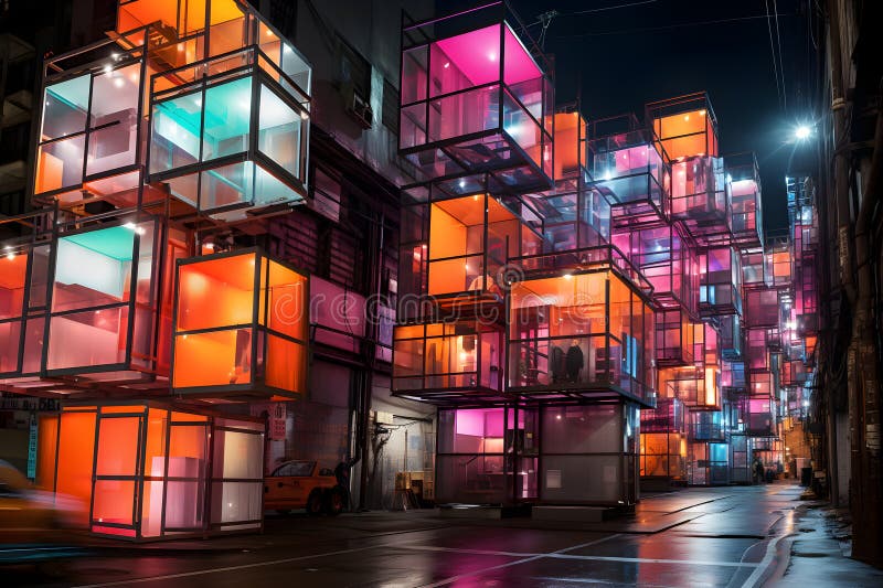 Futuristic urban city design - cyberpunk concept - generative AI royalty free stock photos