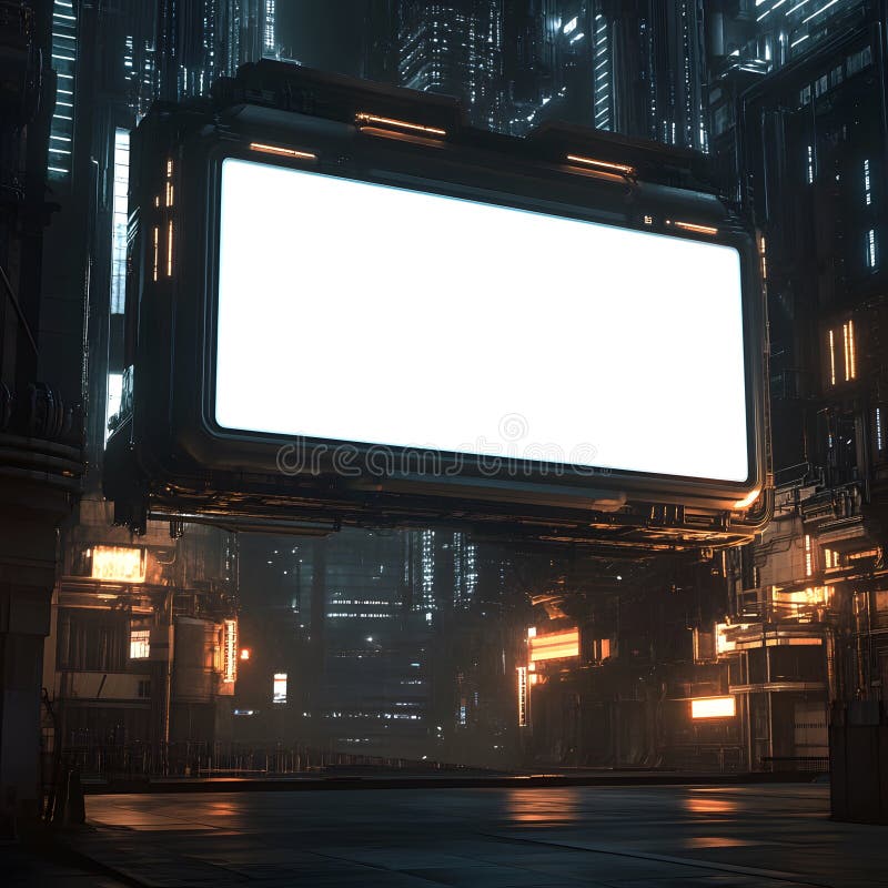 Futuristic urban setting with empty digital billboard display vector illustration