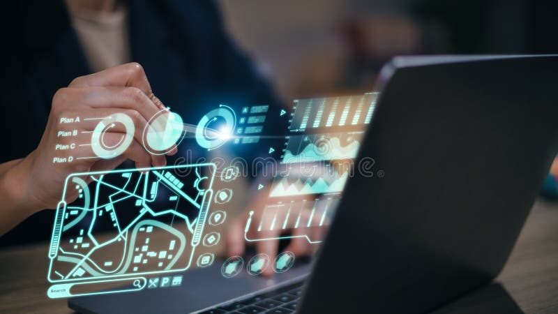 Futuristic user interface concept. Graphical User Interface GUI on the futuristic virtual interface screen. Head up Display HUD. royalty free stock image