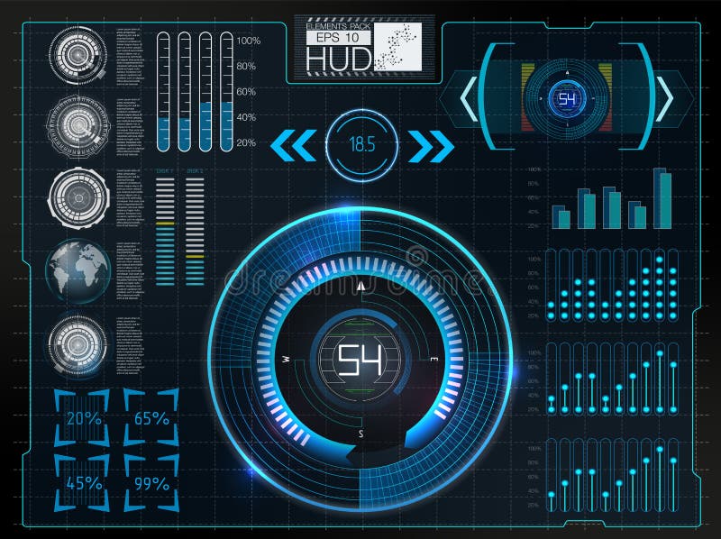 Futuristic user interface.HUD background outer space. Infographic elements. Digital data, business abstract background. stock illustration Futuristic user interface.HUD background outer space. Infographic elements. Digital data, business abstract background. stock illustration