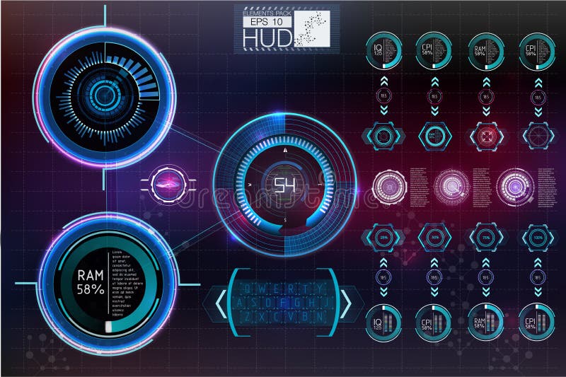 Futuristic user interface.HUD background outer space. Infographic elements. Digital data, business abstract background. stock illustration Futuristic user interface.HUD background outer space. Infographic elements. Digital data, business abstract background. stock illustration