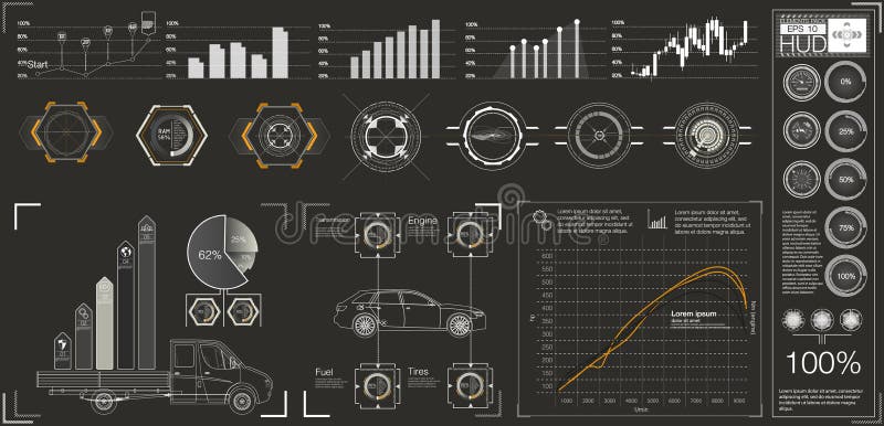 Futuristic user interface. HUD UI. Abstract virtual graphic touch user interface. Cars infographic. Vector science abstract. vector illustration Futuristic user interface. HUD UI. Abstract virtual graphic touch user interface. Cars infographic. Vector science abstract. vector illustration