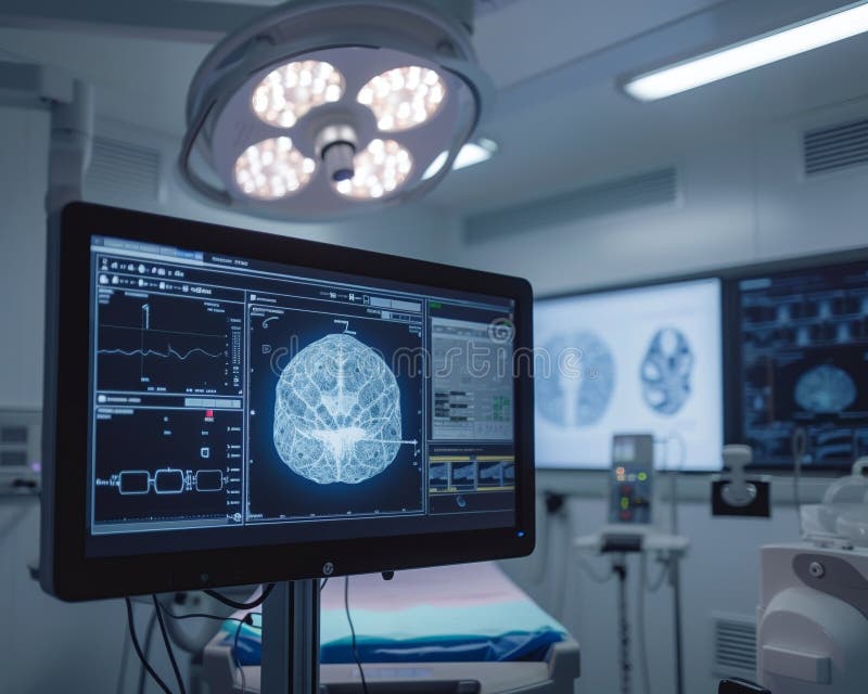 Futuristic view of AI in oncology treatment vector illustration