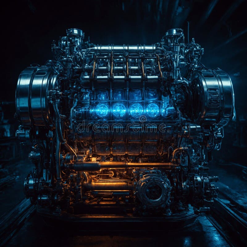 A futuristic view of a boat engine stock illustration