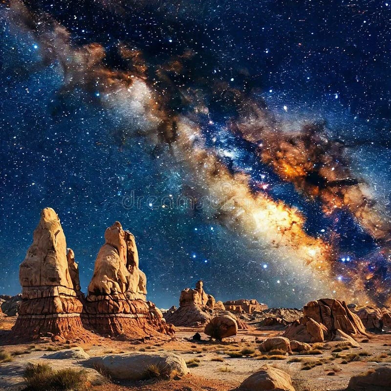 Futuristic view of the starry sky stock illustration