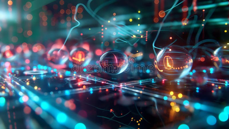 Futuristic Visualization of Quantum Computing in Action royalty free stock photo