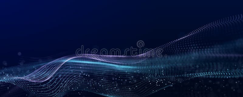 Futuristic wave of musical sounds. Business analytics. Structuring the data flow. 3D rendering stock illustration
