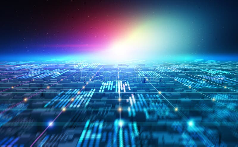 Futuristic world. Digital technology in global cyberspace stock illustration