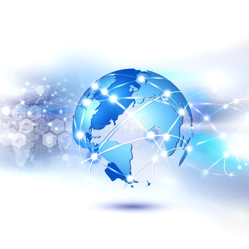 Futuristic world network communication and technology concept stock illustration
