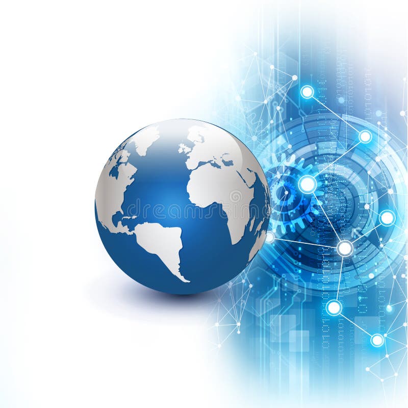 Futuristic world network communication and technology concept vector illustration