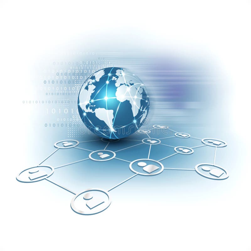 Futuristic world network communication and technology concept vector illustration