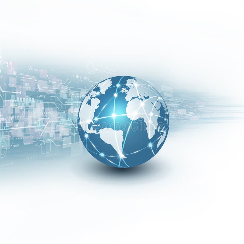 Futuristic world network communication and technology concept vector illustration