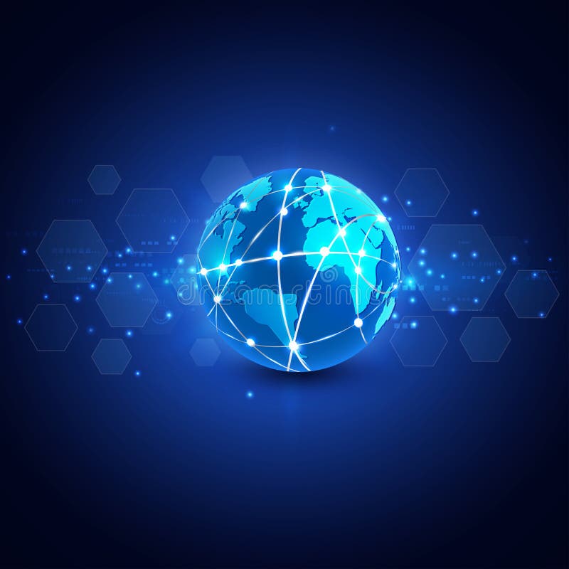 Futuristic world network communication and technology concept royalty free illustration