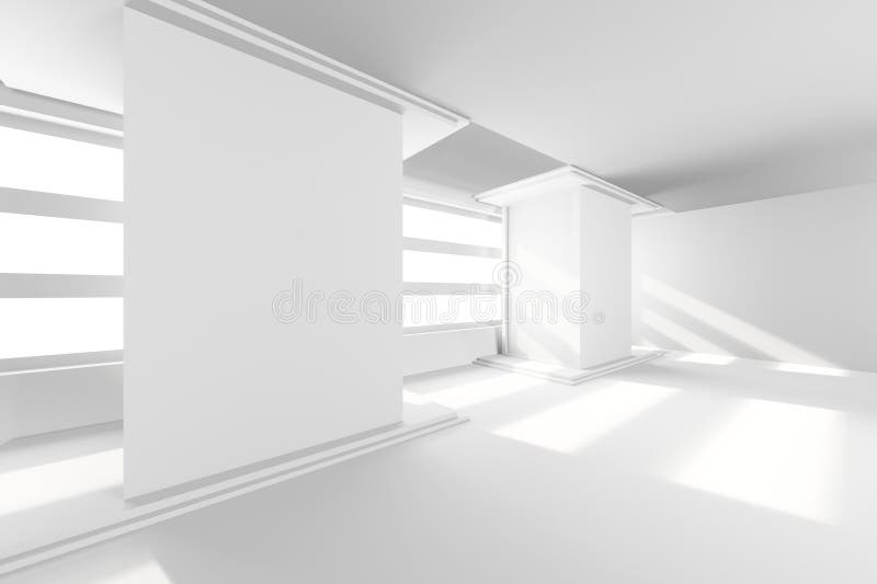 Futuristisch minimalistisches weißes Interieur mit geometrischen Strukturen für modernes Design vektor abbildung