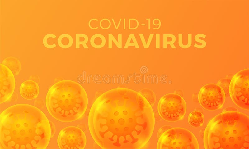 Futuristische Coronavirus oder des Netzes covid19 Fahnenschablone mit glühender Viruszelle auf realistischem glattem Ball in der O lizenzfreie abbildung