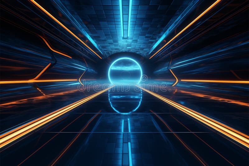 Futuristische Geschwindigkeit eines abstrakten 3D-Renderings mit vorwärts-Pfeil-Technologie stock abbildung