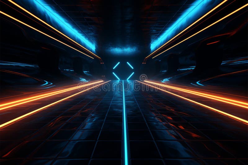 Futuristische Geschwindigkeit eines abstrakten 3D-Renderings mit vorwärts-Pfeil-Technologie stock abbildung
