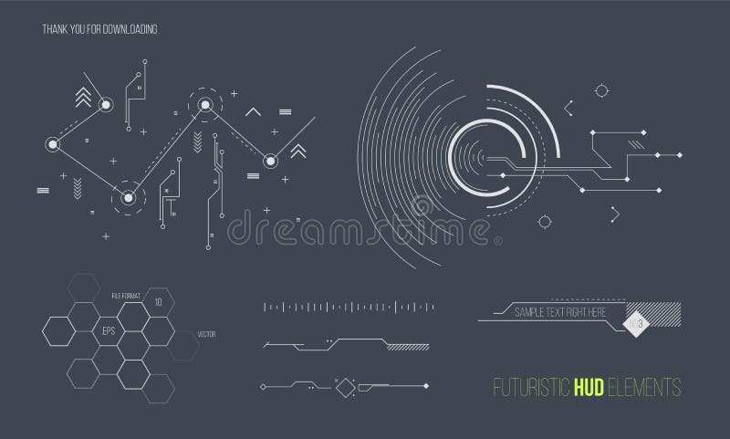 Futuristische HUD-Elementvektorsammlung Raumfahrttechnikhintergrund-Grafikdesigngegenstände stock abbildung Futuristische HUD-Elementvektorsammlung Raumfahrttechnikhintergrund-Grafikdesigngegenstände stock abbildung