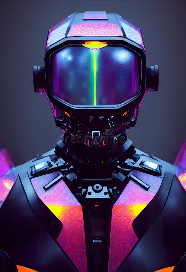 Futuristische Neonschutzkleidung stock abbildung